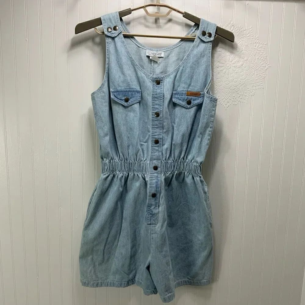 VINTAGE 80’s IDEAS denim shorts romper jumpsuit